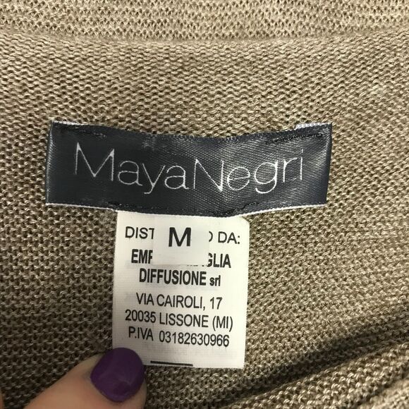 Maya Negri Sweater Womens Medium Tan Wool Blend Long Sleeve Made In Italy - Picture 4 of 9